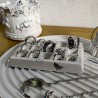 Organizador de anillos gofre blanco y plata